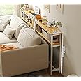 JOMILA Sofa Tables Narrow Long 2 Tier Grey Console Table with Storage Behind Couch Table for Living Room Extra Long Console Tables for Entryway Hallway (White)