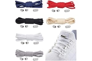 anshuke 6 pares de cordones elásticos sin lazo, cordones universales para niños y adultos, Cordones Elásticos Sin Nudo con Hebilla Metal, para Zapatillas de Deporte