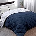 AYKA Reversible Comforter 220 GSM Microfiber Reversible AC Comforter/Blanket for Winter/Quilt/Duvets for Queen Size Single Bed Comforter (60 * 90, Navyblue & White)| TC - 220