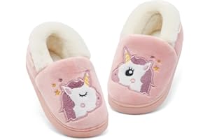 LACOFIA Chaussons antidérapantes d'hiver pour garçons Pantoufles de Maison Chaudes en Peluche Enfant