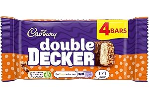 Cadbury Double Decker Chocolate Bar Multipack, Layers of Nougat & Crispy Cereal Covered in Milk Chocolate, Multipack of 4 x 37.3g Bar (Pack of 1)