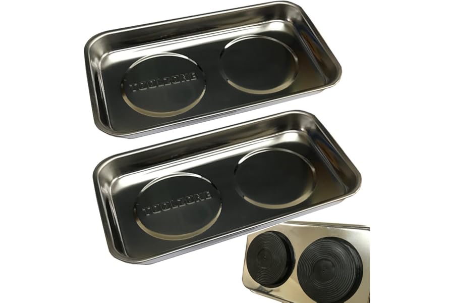 Toolzone (Set of 2) Rectangular Stainless Steel Magnetic Parts Trays