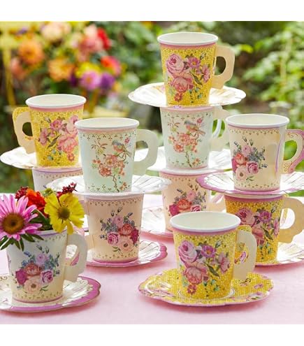 Creation Art Tea Party Flag Bunting – 55-Inch Floral Hanging Decor, Alice In Wonderland Theme