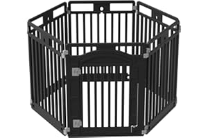 Gupamiga Puppy Playpen, foldable dog playpen with door, puppy enclosure for apartment, sturdy and smooth, easy installation, Black (130x65x80cm). (Black)