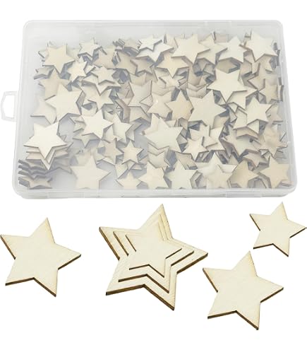 30 Ornamenti In Legno MDF Luna E Stelle – 3.9x3.3 Pollici, Con Spago, Per Decorazioni Fai-da-te E Pittura
