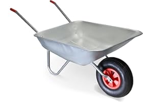 DIVCHI Brouette en acier inoxydable galvanisé pour jardin à domicile avec pneu pneumatique Chariot à main robuste
