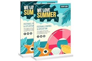 RAYNEAY A4 Acrylic Sign Holder, 2 Pack T-Shape A4 Perspex Display Stand, Clear A4 Table Menu Holders for Office Shop Restaurant School