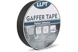 LLPT Profesjonalna taśma Gaffer czarna 25 mm x 15 m matowa nieodblaskowa łatwa do rozdarcia bez pozostałości wytrzymała taśma Gaffer do kabli fotograficznych (PGT25BK)