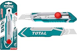 TOTAL - Cutter - Pour lames 18 x 100 mm - Poignée antidérapante - Bouton de verrouillage - Matière : Plastique - Inclus 1 lame - Longueur : 173 mm