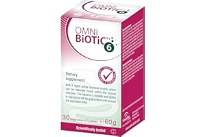 OMNi BiOTiC 6 | Glass | 30 portions (60g) | 6 Bacterial strains | 4 Billion Bacteria per Daily dose | Powder | with Inulin | Vegan | Gluten-Free | Lactose-Free | for Daily use