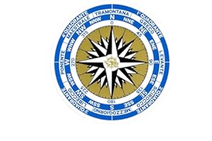 BTK ✅ Adesivo Rosa Dei Venti uso Bussola Blu e Dorata Sticker Per Barca Vela Camper Auto in Vinile