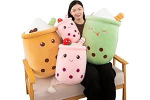 AMOZO Bubble Tea Almohadas de Peluche, Lindo Boba Peluches Juguetes Suaves Gigante Boba Snimal Almohada de Peluche para los Amantes de Boba (24cm, Pink)