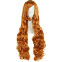 MapofBeauty 70 Cm Lange Lockenperücke In Ginger Orange | Kanekalon-Faser, Hitzebeständig Bis 120°C, Für Cosplay & Kostüm