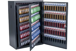 Pavo - Deluxe Szafka na 300 kluczy/Metalowa skrzynka z bocznym wrzutem na klucze, wymiary : 20x38x55 cm, Breloczki w zestawie - Ciemnoszara