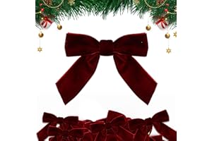 GEBETTER 30 Stück 8x8cm Weihnachten Schleifen Zierschleifen Weihnachtsbaum Bögen Weihnachtsdeko Weihnachtsschleifen Weihnachtsbogen Geschenkschleife für Weihnachtskranz Dekorationen Geschenke (Weinrot)