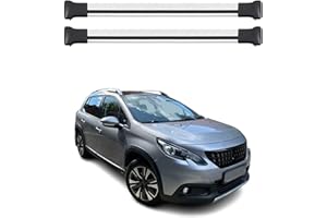 OMAC Barres de Toit transversales Compatible avec Peugeot 2008 2013-2019 Aluminium Gris