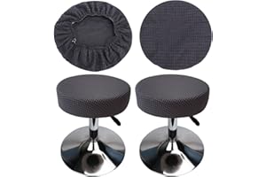 HuaLiSiJi Fundas Taburetes Redondos 30-40cm Fundas para Taburetes de Bar Tela Lujosa, Estirable Antiarrugas Lavable Antipolvo Suave y Resistente, Cambia la Forma del Taburete en Segundos (2, Gris)