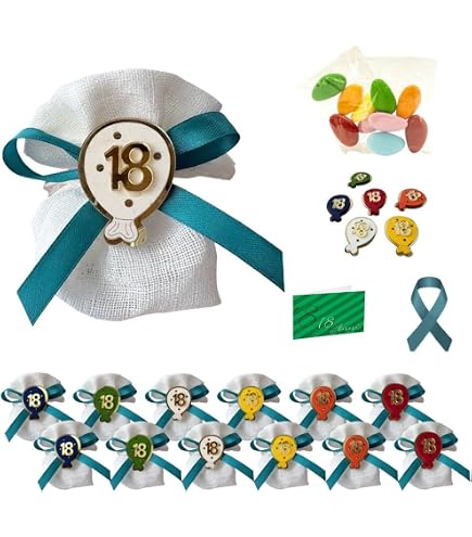 Sacchetto Portaconfetti Verde 18 Anni – Tulle E TNT Con Cuore E Strass Per Bomboniere Diciottesimo (12 Pezzi Con Confetti)