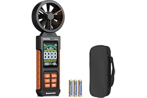 Proster Digitales Anemometer Windgeschwindigkeitsmesser（CFM CMM CMS）mit Farbdisplay und Hintergrundbeleuchtung – Luftvolumenmessgerät mit Lufttemperatur Test für Outdoor, Segeln, Schifffahrt