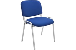 ‎CLP CLP Konferenzstuhl Ken Chrom mit hochwertiger Polsterung und Stoffbezug I Stapelstuhl mit robustem Metallgestell in Chromoptik, Farbe:blau