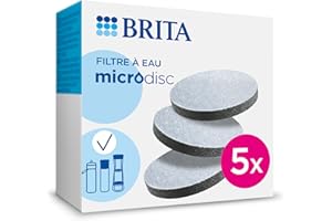 BRITA MicroDisc (pack de 5) Filtres à eau pour bouteilles filtrantes & gourdes - réduit* certains PFAS***, le chlore, des particules fines ≥ 15 µm et autres impuretés.