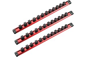 ACEBON Magnetiskt uttag organiseringsset, 3 st hylsskenor i aluminiumlegering, kraftig uttagshållare, 1/2-tums uttagshylla, rymmer 36 uttag