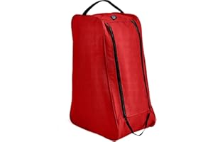 FASHION RISE Water-Resistant Long Boot Bag and Shoe Carrier– Perfect Storage Solution for Football, Rugby, Golf, Hiking, Walking, Skiing and Work Footwear (Red)