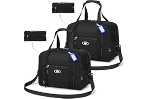 BAGZY 2X Bagages Cabine 40x30x20 Wizzair, Pliable Sac de Voyage Sac Cabine Avion 40x20x30 Transavia Petit Bagage à Main 40x30x20cm Imperméable Sacs Organisateur Sport Weekend Hospital Bag (Noir +Noir)
