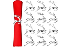 Tundwhite 12 Stück Weihnachten Rentier Serviettenringe,Serviettenringe Weihnachten Silber, 6CM Silber Hirsch Serviettenhalter,Weihnachten Serviettenringe Halter,für Weihnachten Abendessen Party