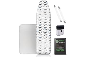 SimplySmooth Pokrowiec na deskę do prasowania 150 x 50 cm nadaje się do żelazka parowego – Made in EU pokrowiec na deskę do prasowania XL z napinaczami, pokrętłem do sznurka, ręcznikiem do prasowania