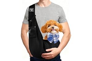 PANACRATIS Black Puppy Sling Carrier,Puppy Carrier Slings for Small Dogs,Cat Dog Pet Carry,Carry Bag Hands-Free Cat Bag Protect