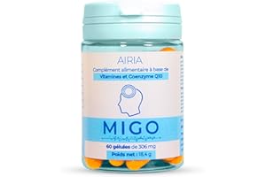 GÉNÉRIQUE Migo® - Migraine Ophtalmique, Migraine avec Aura et Fatigue Oculaire - Traitement de fond à base de Co-Enzyme Q10, VITAMINE B12, B2, E et D (Fabriqué en France)