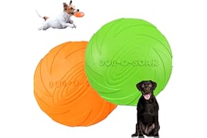 WELLXUNK Hunde Frisbees,Hund Scheibe,2 Stück hundespielzeug Frisbee Ø 22 cm,Gummi Frisbee,für Land und Wasser,Hundetraining, Werfen, Fangen & Spielen(Grün + Orange)(L)