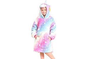 Ceruwum Unicorn Hoodies for Girls, Unicorn Hooded Sweatshirt, Oversized Hoodie Blanket for Kids