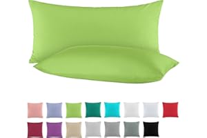 ‎BASATEX BaSaTex Doppelpack Baumwolle Renforcé Kissenbezug 40x80 cm | Kissenbezüge aus 100% Baumwolle | Kissenhüllen in Grün