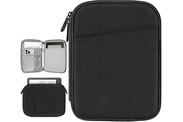 Vinabilia 6-7" Protectrice Housse pour 7" Nouveau Kindle Paperwhite et Kindle Colorsoft Signature Edition, 6" Kindle 11e Génération, Sac de Transport pour Kindle Oasis E-Reader, Noir