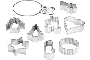 ORIGINAL KAISER Cookie Cutters Juego 8 moldes medianos con Motivos navideños, Acero Inoxidable, Grande