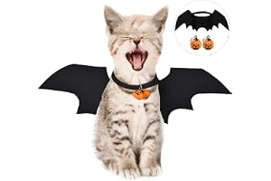 LIZHIGE Fladdermusvingar för husdjur, kostym för katter, husdjurskläder, med halloween-pumpaklockor, kostym för valp, hund och katt