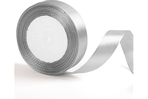 ZSYIULIA Silver Gray 20mm x 22m Satin Ribbon for Gift Wrapping, Halloween, Wedding & Crafting