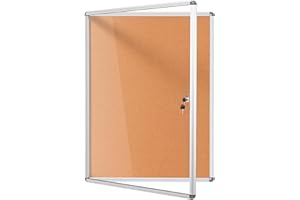 S SWANCROWN Swansea - Tablón de anuncios cerrado de corcho para 9 Hojas A4, Tablero anuncios con Aluminio para comunidad,escuela,oficina,98 x 72 cm