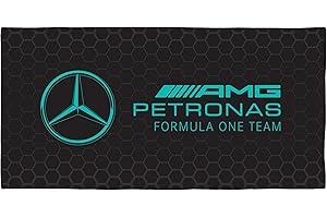 Character World Oficjalny ręcznik Mercedes AMG Petronas, super miękki w dotyku, wzór Formuły 1, idealny do domu, wanny, plaży i basenu, jeden rozmiar 75 cm x 150 cm, 100% bawełna