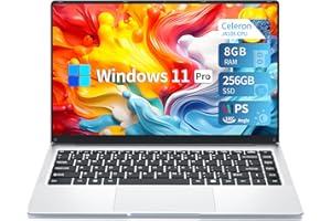 KIIUIUI Ordenador Portátil 14.1'' Celeron J4105 CPU, Portátil 8GB RAM LPDDR4 256GB SSD, 180°Flip Portatil Windows 11 Pro, Laptop con IPS FHD 1980*1080 Pantalla, USB3.0, HDMI, TF Card Slot, Wifi, BT4.2