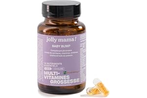 Jolly mama! Baby Bump | Multi-Vitamines Grossesse | Avec DHA, Choline, Vitamine B9 Active Quatrefolic | Fabriqué en France | Cure 1 Mois, 60 Gélules