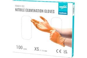 EUROPAPA® 100 guantes de nitrilo desechables, guantes desechables, guantes de examen, guantes de nitrilo, sin látex, sin látex, no estéril, guantes de nitrilo (XS, naranja)