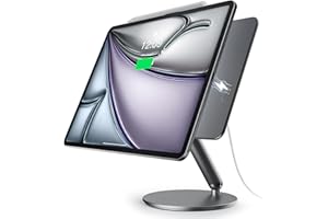 LULULOOK Actualización Soporte magnético de Carga inalámbrica para iPad Pro de 12,9'' Gen 3/4/5/6th, Soporte Plegable de Aluminio Base giratoria de 360 ° para iPad Air de 13'' M3 2025/M2,con Cable