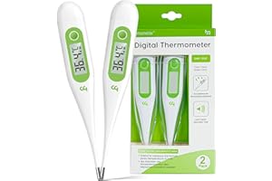 FEMOMETER Termometro basale per febbre, rettale, orale, termometro ascellare, termometro febbre, per bambini, adulti, letture accurate e veloci, sonda impermeabile (verde erba-2 confezioni)