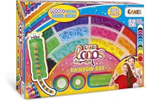 Craze Loops Rainbow Box | Regenbogen Loom Bänder Set mit 1000 Gummibänder zum Basteln - Halsketten, Ringe und Armbänder selber Machen