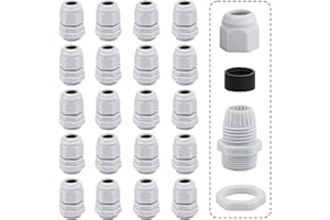SANROLAX Pack of 20 Cable Glands M12 Adjustable Cable Grommet Waterproof with Nut for Attaching Cable Glands for Outdoor Garden Garage Junction Box