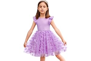 Arshiner Girls' Dresses Tulle Princess Dress Toddler Festive Wedding Summer Cotton Party Birthday Tutu 2-7 Year