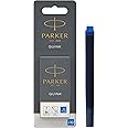 Parker Fountain Pen Ink Refill Cartridges | Long | Washable Blue QUINK Ink | 10 Count (Blister)